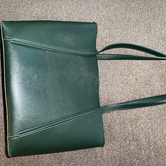 Structured Women Leather Handbag Shoulder Tote Satchel emerald green olive - Picture 9 of 12